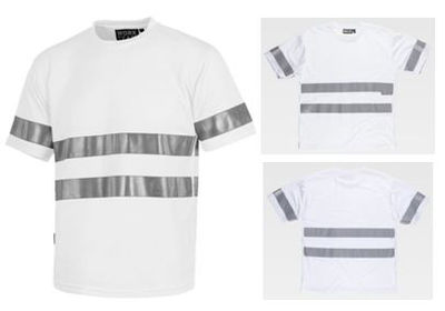 Camiseta manga corta blanca con cintas reflectantes