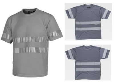 Camiseta manga corta gris con cintas reflectantes
