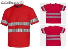 Camiseta manga corta roja con cintas reflectantes