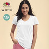 Camiseta mujer fruit of theloom cuello pico 140GR blanca