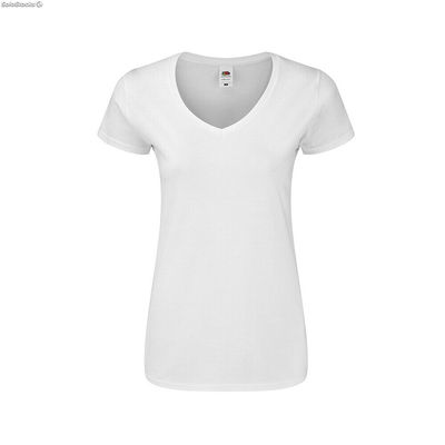 Camiseta mujer fruit of theloom cuello pico 140GR blanca - Foto 3