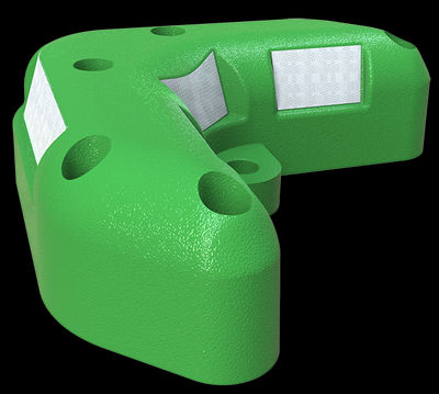 Canalizador vial bumerang amarillo o verde de 14 cm de alto con 02 reflejantes