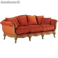 canapé baroque cérusé - colori: tissu orange et bois claire