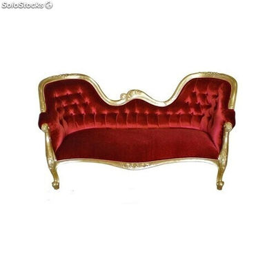 canapé baroque double end - colori: bois acajou et velours rouge