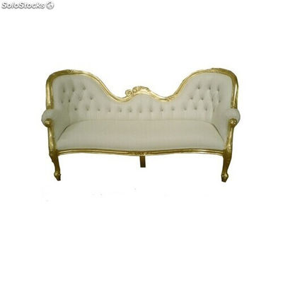 canapé baroque double end - colori: bois doré et simili cuir blanc