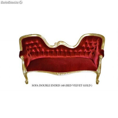 canapé baroque double end - taille: doré et velours rouge 140 cm