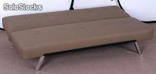 Canapé-lit simili cuir marron chocolat blanc - Photo 2