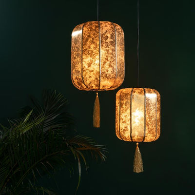 Candeeiro de teto tipo lanterna chinesa com franjas douradas - Foto 2