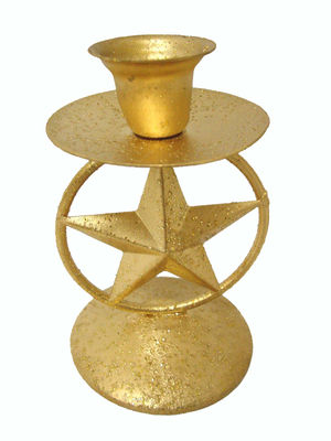Candelabro palmatoria portavela velas navidad christmas metal dorado estrella