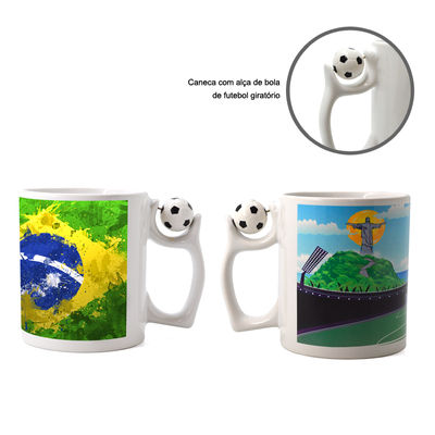 Caneca com Alça de Bola de Futebol Promocional