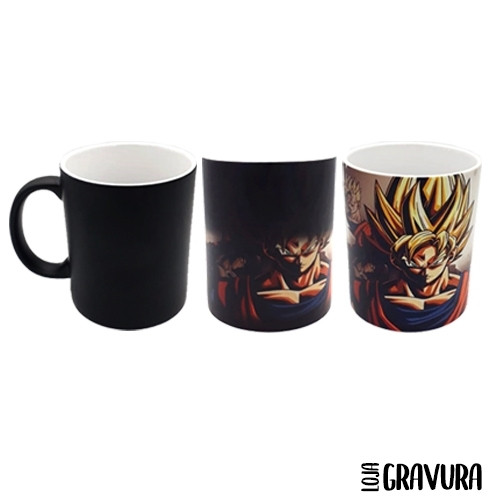 Caneca Mágica Dragon Ball Z - Chichi, Gohan e Goku