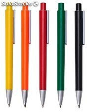 caneta plástica personalizada colorida com clip branco