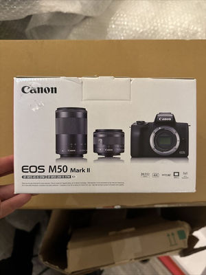 Canon EOS M50 Mark II Mirrorless Digital Camera with 15-45mm and 55-200mm Lenses