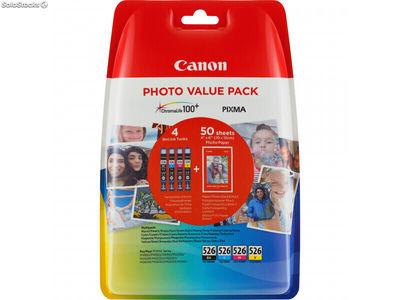 Canon Tinten Multipack CLI-526BK/526C/526M/526Y - inkl. 50 Blatt Fotopapier