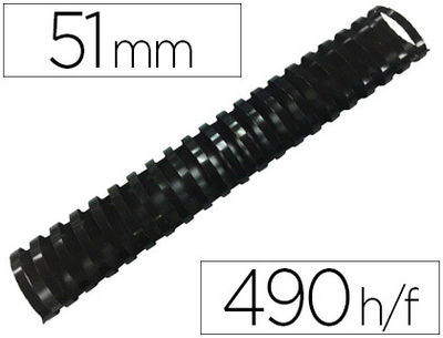 Canutillo q-connect ovalado 51 mm plastico negro capacidad 490 hojas caja de 10