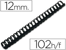 Canutillo q-connect redondo 12 mm plastico negro capacidad 102 hojas caja de 100