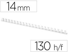 Canutillo q-connect redondo 14 mm plastico blanco capacidad 130 hojas caja de