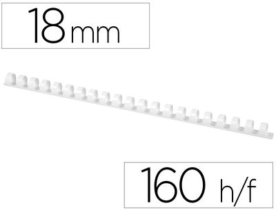 Canutillo q-connect redondo 18 mm plastico blanco capacidad 160 hojas caja de 50