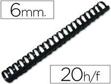 Canutillo q-connect redondo 6 mm plastico negro capacidad 20 hojas caja de 100