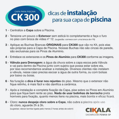Capa de Piscina CK300 pead + Kit Instalação em Alumínio 300 Micras Cikala - Foto 5
