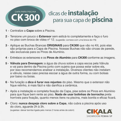 Capa de Piscina CK300 Translúcida PEAD +Kit Instalação Alumínio 300Micras Cikala - Foto 5