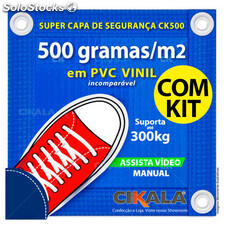 Capa de Piscina CK500 PVC + Kit Instalação em Alumínio 500 Micras Cikala