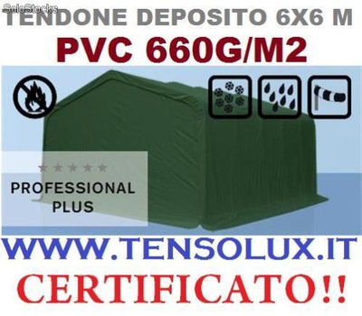 Capannone deposito 6x6 m tendone Certificato pvc 660g spedizione gratis