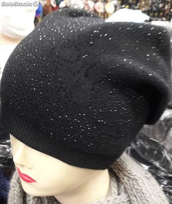 Cappelli invernali in stock donna vari modelli con brillantini e pon pon - Foto 5