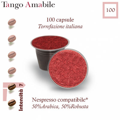 cápsulas de café TANGO AMABILE 50%ara 50%rob.Caja 100 piezas compatible Nespress