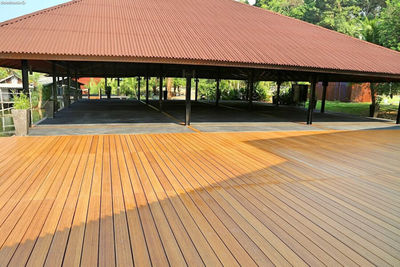 Carbonizado color de pisos de bambú tejido filamento suelo de bambú - Foto 5
