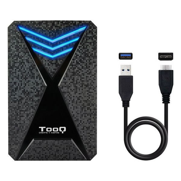 Plástico ABS Color Negro Gaming indicador LED Azul SATA I/II/III de hasta 9.5 mm de Alto, USB 3.0 Carcasa para Discos Duros HDD de 2.5, TooQ TQE-2550BL