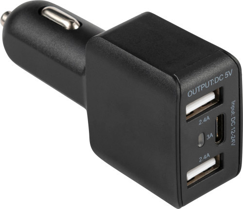 Descubre el cargador de coche USB-C negro de 2 puertos de