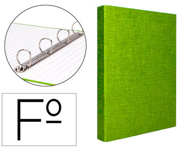 Carpeta de 4 anillas 25mm mixtas liderpapel folio cartonforrado paper coat verde