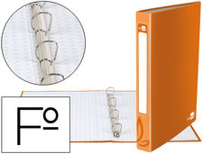 Carpeta de 4 anillas 25MM redondas liderpapel folio carton forrado naranja