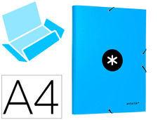 Carpeta liderpapel antartik gomas A4 3 solapas carton forrado color azul