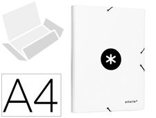 Carpeta liderpapel antartik gomas A4 3 solapas carton forrado color blanco