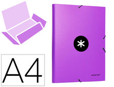 Carpeta liderpapel antartik gomas A4 3 solapas carton forrado color violeta