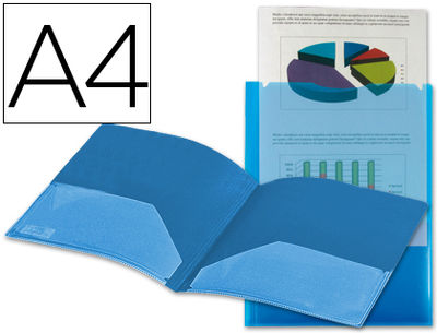 Carpeta liderpapel dossier dos bolsas canguro 45682 polipropileno din A4 azul