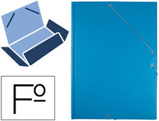 Carpeta liderpapel gomas folio 3 solapas carton forrado pvc azul