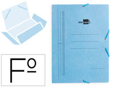 Carpeta liderpapel gomas folio 3 solapas carton pintado azul