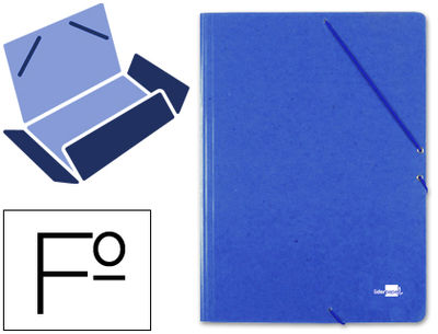 Carpeta liderpapel gomas folio 3 solapas carton prespan azul