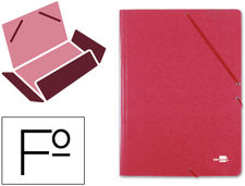 Carpeta liderpapel gomas folio 3 solapas carton simil prespan roja