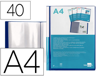 Carpeta liderpapel personaliza 37732 40 fundas canguro polipropileno din a4 azul