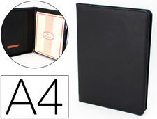Carpeta portafolios q-connect artesania A4 similpiel negro cremallera y dptos.