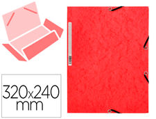 Carpeta q-connect gomas KF02165 carton simil-prespan solapas 320X243 mm roja
