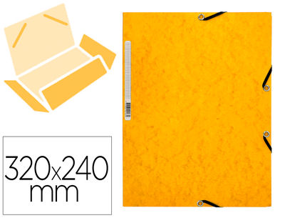 Carpeta q-connect gomas KF02166 carton simil-prespan solapas 320X243 mm amarilla