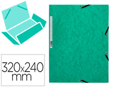 Carpeta q-connect gomas KF02168 carton simil-prespan solapas 320X243 mm verde