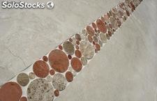 Carrelages de bordure de pierre circulaire brun beige marbre et garniture.