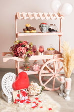 Carritos Candy Bar - Carrito Candy Bar Madera Strawberry Envejecido - Rosa