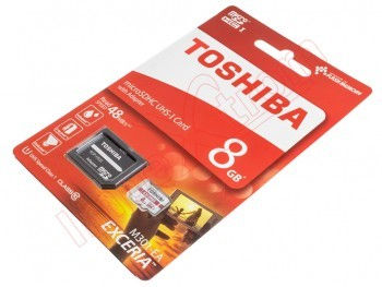 Cartão de memória Micro SD + adaptador Toshiba 8Gb Class 10